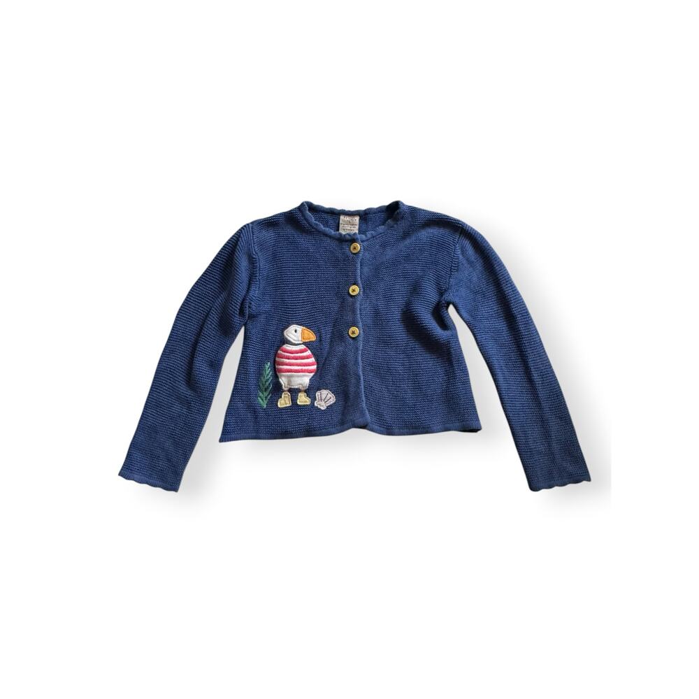 Frugi organic puffin blue knit cardigan